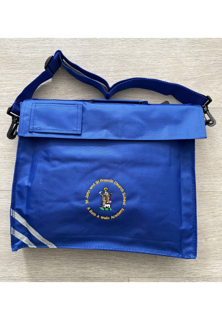 St John and St Francis Embroidered Book bag with logo and Adjustable Strap
