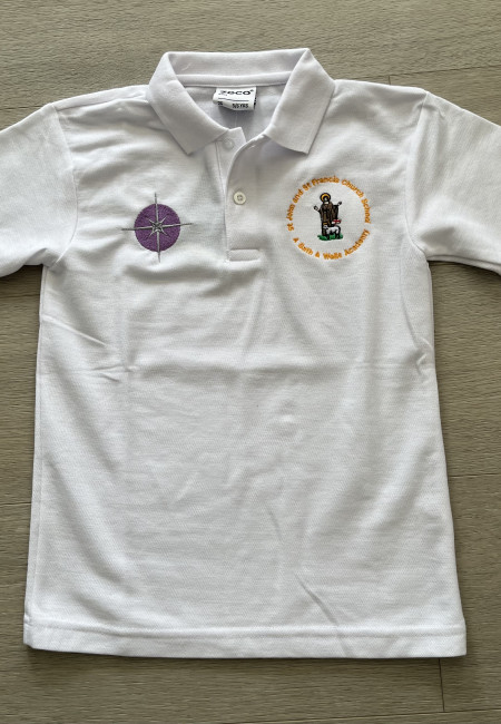 St John and St Francis Embroidered White Polo Shirt