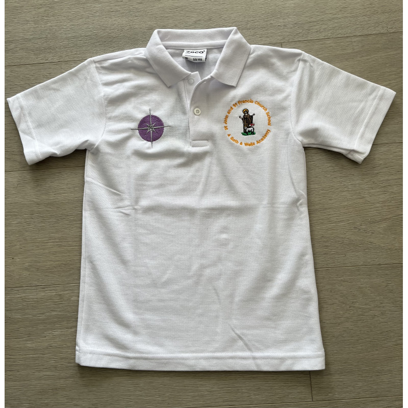 St John and St Francis Embroidered White Polo Shirt