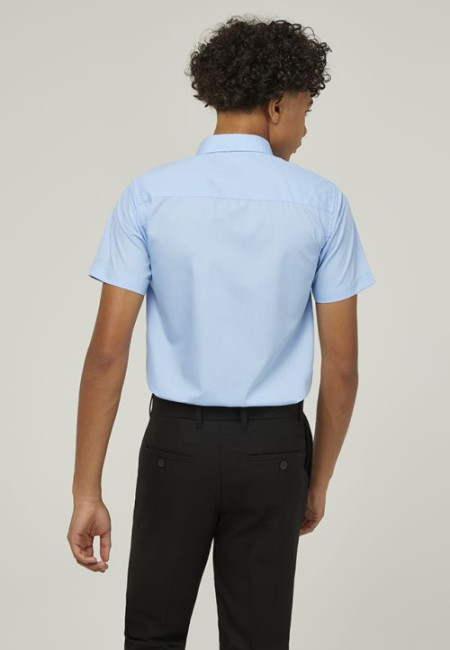 Boys Fitted Short sleeve shirts in Blue  (12.5"-14")  Best Seller