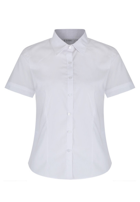 Plain White Fitted Short Sleeve Easy care Blouse 2pk  (28"-34")