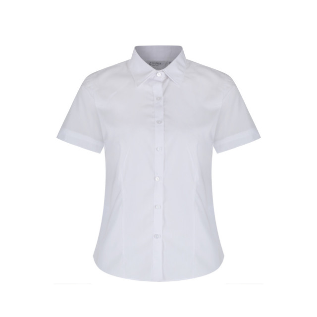 Plain White Fitted Short Sleeve Easy care Blouse 2pk