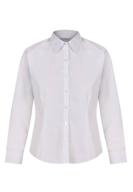 Plain White Fitted Long Sleeve Easy care Blouse 2pk  (28"-34")