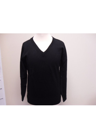 Black 100% Acrylic V-neck jumper