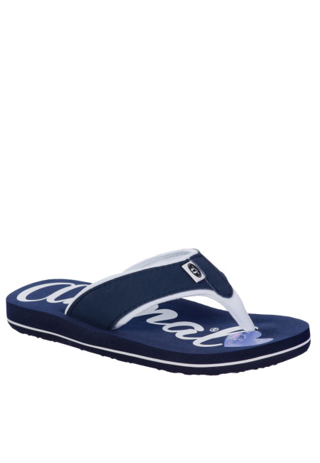 Swish Logo Girl's Animal Flip Flop - Navy