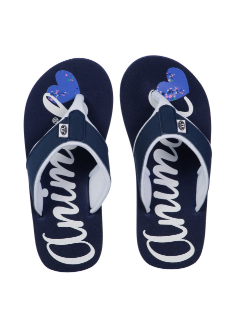 Swish Logo Girl's Animal Flip Flop - Navy