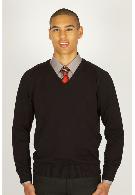 Black V-neck 100% Cotton Jumper (non vat)
