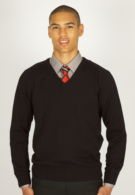 Black V-neck 100% Cotton Jumper (non vat)
