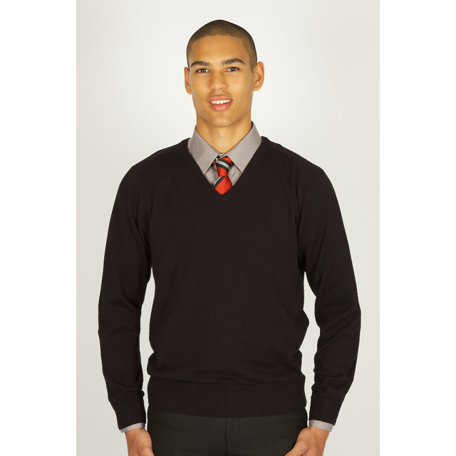 Black V-neck 100% Cotton Jumper (non vat)