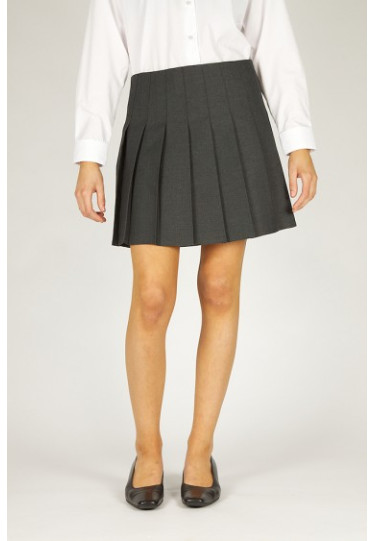Girls Grey Stitch Down pleat Skirt (10-12yrs) +(24"-26")  