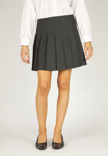 Girls Grey Stitch Down pleat Skirt (28" - 40")