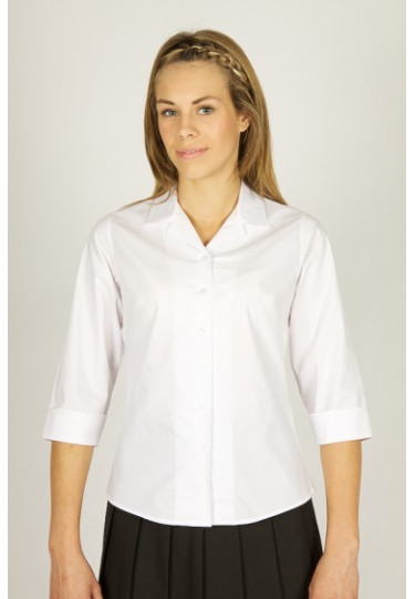 Deluxe 3/4 Sleeve Rever Collar Fitted Blouse