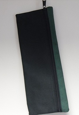 Large Rectangular Pencil Case( black with  green trim)