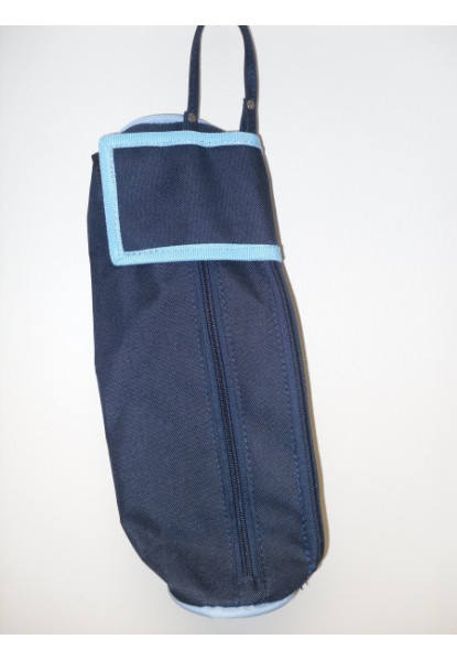 Large Rounded Pencil Case (navy blue and sky  blue)