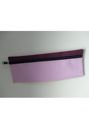 Large Rectangular Pencil Case( light pink with burgundy trim)