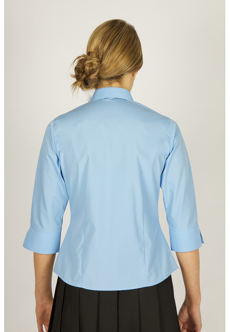 Girls 2pk Blue 3/4 Sleeve fitted Non Iron Blouse (36"-42")