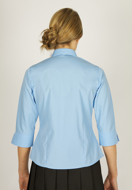 Girls 2pk Blue 3/4 Sleeve fitted Non Iron Blouse (28"-34")