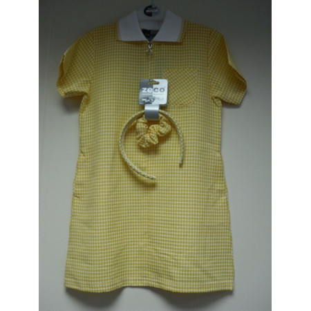 Yellow A-Line Gingham Dress