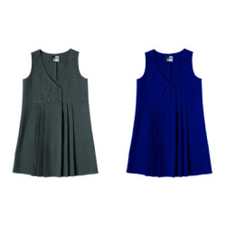 Girls Zeco Navy Four Button Pinafore