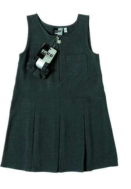 Girls Zeco Grey Flower Embroidery Pinafore