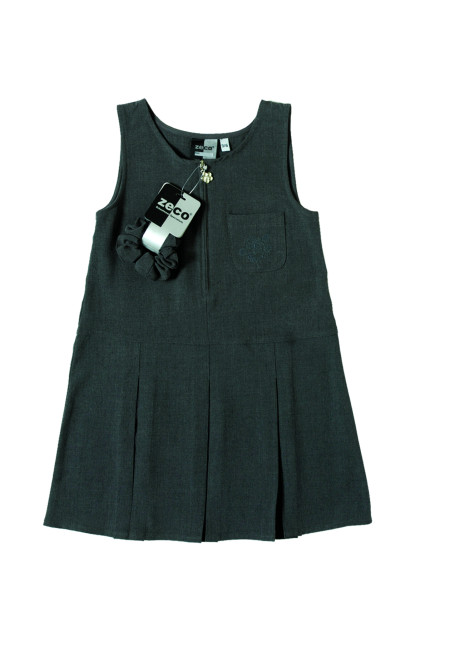 Girls Zeco Grey Flower Embroidery Pinafore